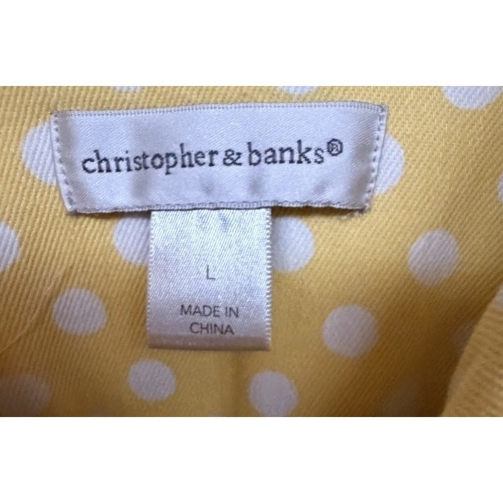 Christopher & Banks Yellow Polka Dot Jacket Large Retro Preppy Cottagecore - Picture 3 of 3